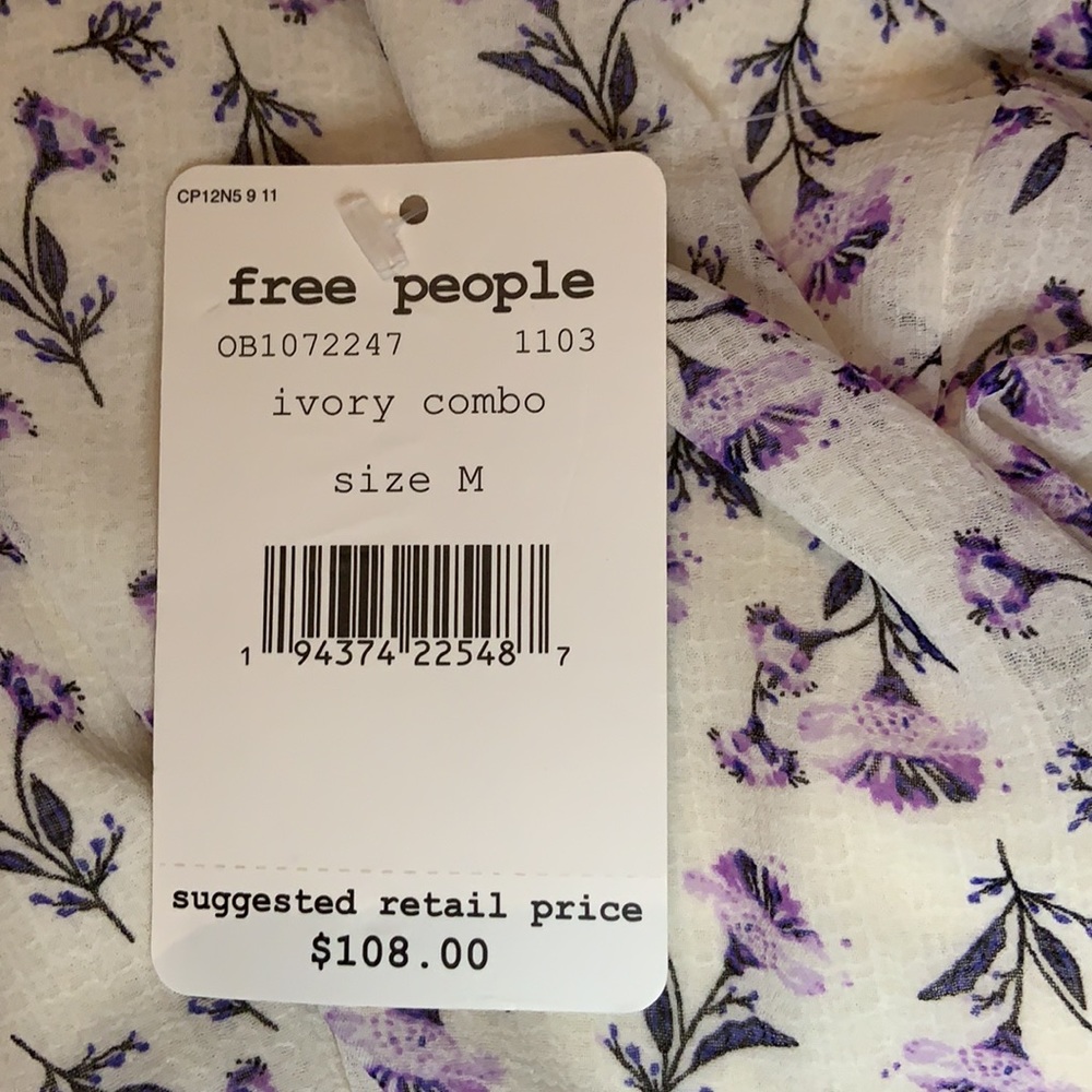 161. Free People Rose Valley Top in Ivory Combo - Picture 9 of 16